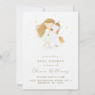 Invitation Petite fille personnalisée un Baby shower Unicorne