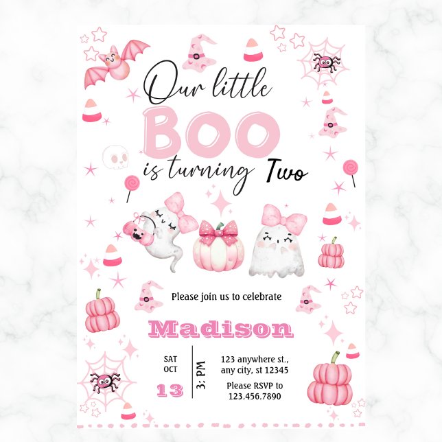 Invitation Petite Fille Petit Boo Halloween Anniversaire N'Im (Créateur téléchargé)