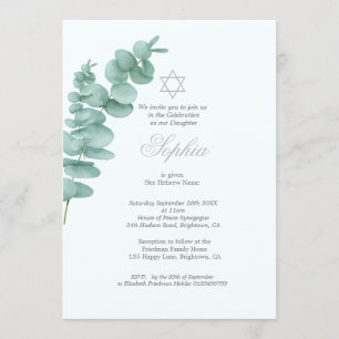 Invitation Petite fille qui nomme Eucalyptus Hébreu verdure