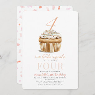 Invitation Petite Fille Rose Cupcake Anniversaire