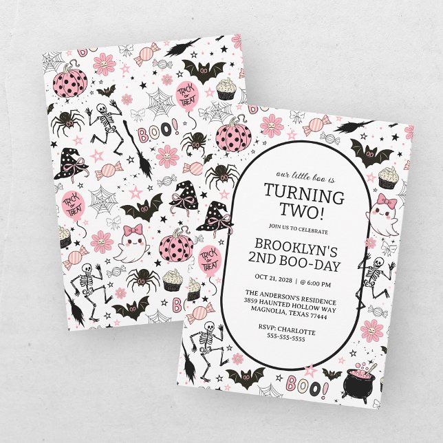 Invitation Petite Fille Rose Halloween Anniversaire (Créateur téléchargé)