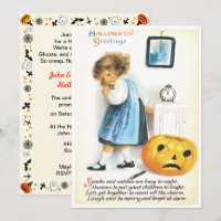 Petite Fille vintage Et Triste Citrouille