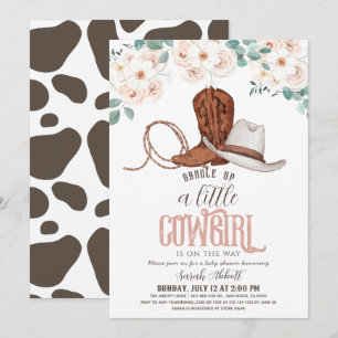 Invitation Petite fille Western Floral Baby shower fille