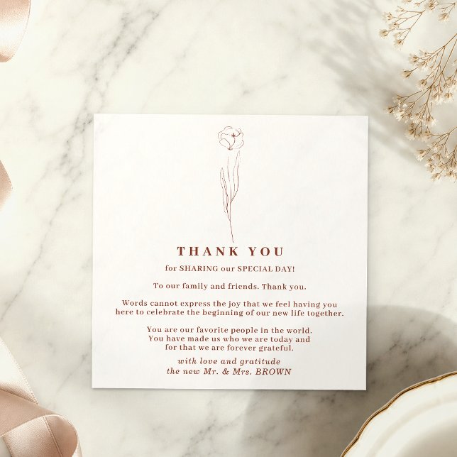 Invitation Petite Fleur Boho Terracotta Indie merci (Créateur téléchargé)