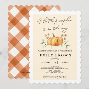 Invitation Petite Fleur de Citrouille Fête de Bébé Neutre