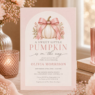 Invitation Petite Fleur de Citrouille Rose Fille Baby Shower