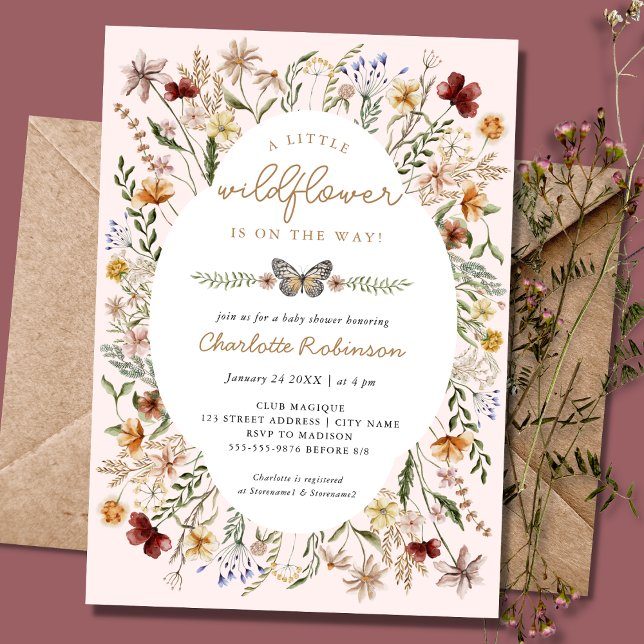 Invitation Petite Fleur sauvage Boho Girl Baby shower Invitat (Créateur téléchargé)