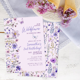 Invitation Petite Fleur sauvage couleur pourpre Aquarelle Ann