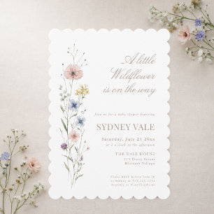 Invitation Petite Fleur Sauvage Élégante Fête de Naissance Fl