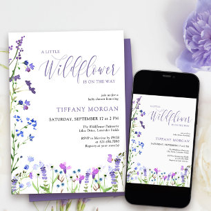 Invitation Petite Fleur Sauvage Élégante Fête de Naissance Vi