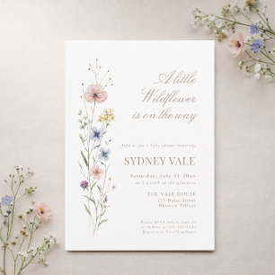 Invitation Petite Fleur Sauvage Fête de Bébé Florale Aquarell