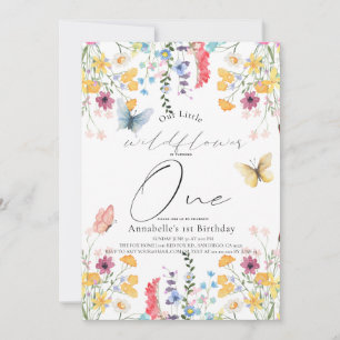 Invitation Petite Fleur sauvage papillon fille 1er anniversai
