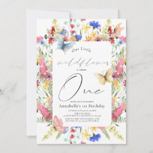 Invitation Petite Fleur sauvage papillon fille 1er anniversai
