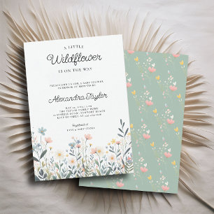 Invitation Petite Fleur sauvage Petite Pastels Bébé Fille Dou