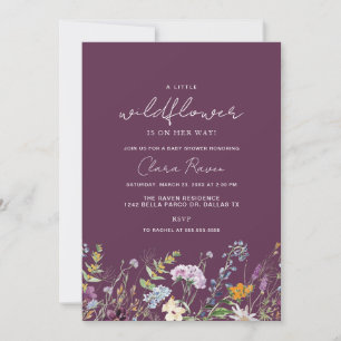 Invitation Petite Fleur Sauvage Plum Pourpre Baby Shower