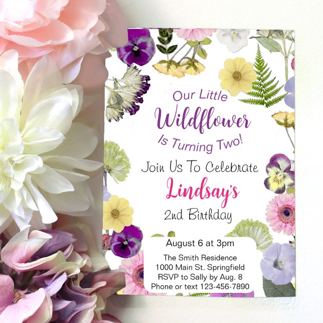 Invitation Petite Fleur sauvage Thème 2ème anniversaire Invit (Créateur téléchargé)
