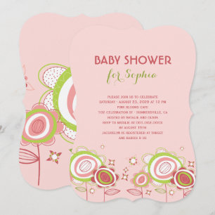 Invitation Petite fleurs rose douce Baby shower floral fille