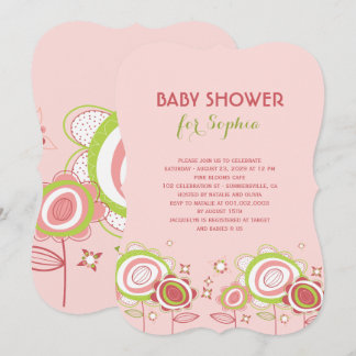 Invitation Petite fleurs rose douce Baby shower floral fille