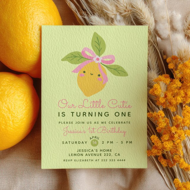 Invitation Petite Frimousse Citron Vert Fête du 1er Anniversa (Créateur téléchargé)