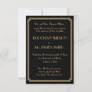 Invitation Petite Grande Gatsby Art Déco Mariage Noir Invite
