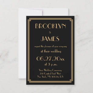 Invitation Petite Grande Gatsby Art Déco Mariage Noir Invite