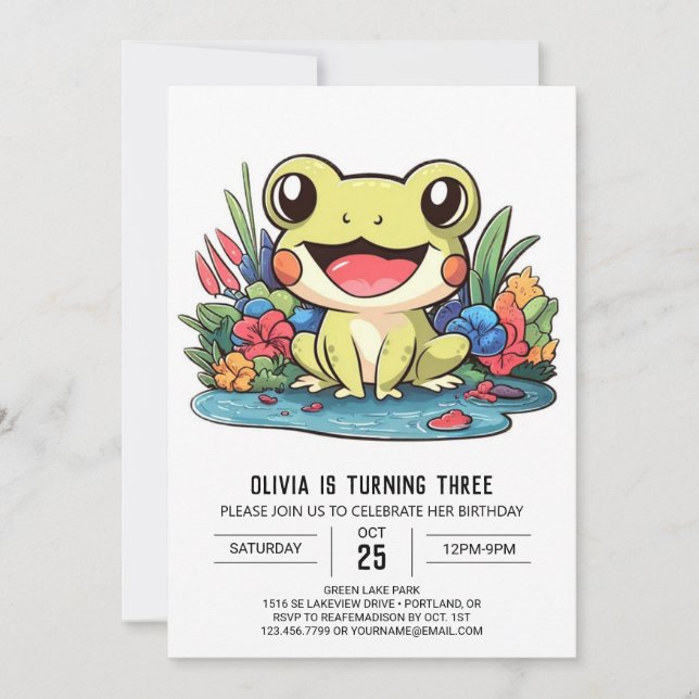 Invitation Petite grenouille magique Anniversaire numérique (Devant)
