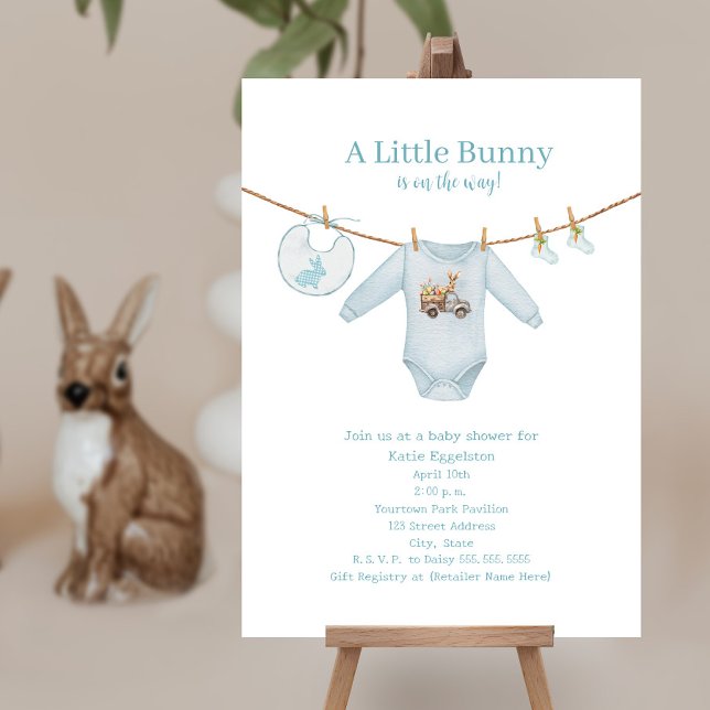 Invitation Petite lapin Vêtements de Pâques Baby shower Garço (Créateur téléchargé)