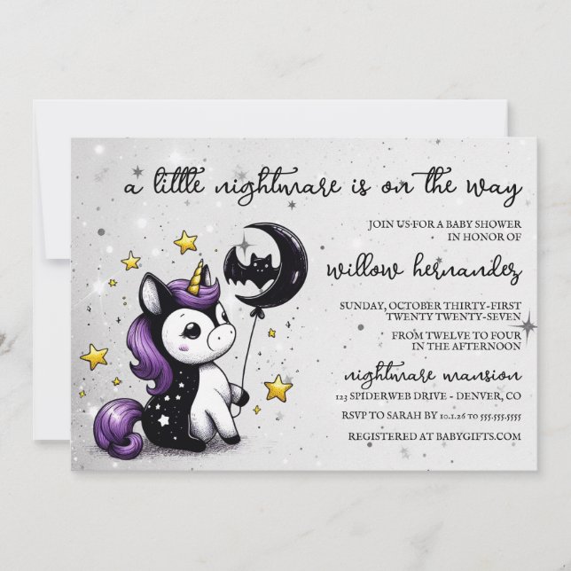 Invitation Petite Licorne Baby Shower (Devant)