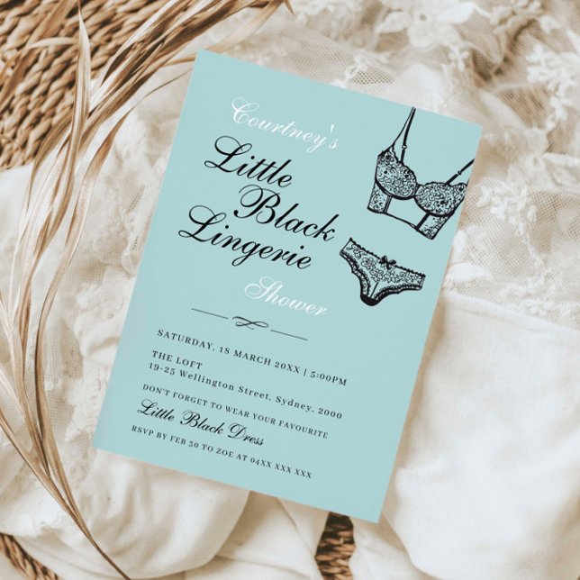 Invitation Petite lingerie noire turquoise dentelle noire (Créateur téléchargé)