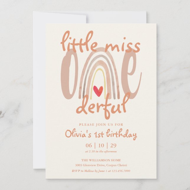 Invitation Petite Mademoiselle Merveilleuse Boho Anniversaire (Devant)