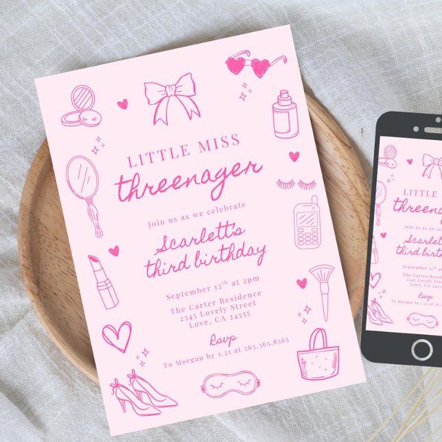 Invitation Petite Mademoiselle Threenager, Mode & Maquillage  (Créateur téléchargé)