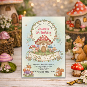 Invitation Petite Maison de Champignons Fées 5ème Anniversair