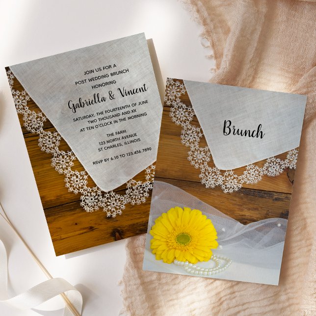Invitation Petite Marguerite Jaune et Déjeuner de Brunch de C (Créateur téléchargé)