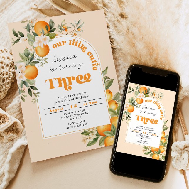 Invitation Petite mignonne 3ème anniversaire (Créateur téléchargé)