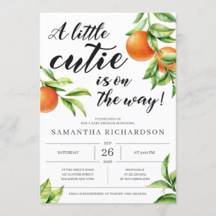 Invitation Petite mignonne moderne est en chemin fille orange