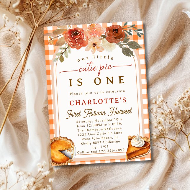 Invitation Petite Mignonne Récolte d'Automne Première Fête d' (Créateur téléchargé)