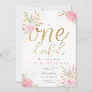 Invitation Petite Miss ONE derful Floral Anniversaire Invitat
