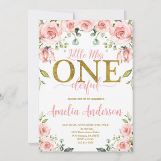 Invitation Petite Miss Onederful Anniversaire, 1er anniversai