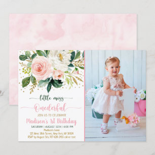 Invitation Petite Miss Onedering Boho Floral Anniversaire