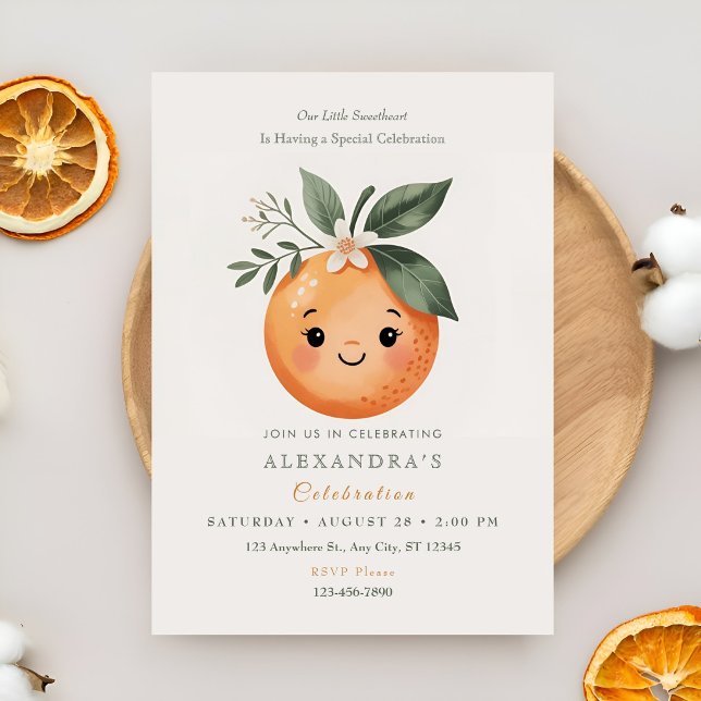Invitation Petite Orange Douce Célébration de la Joie (Créateur téléchargé)
