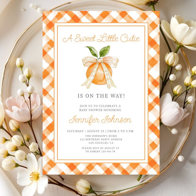 Invitation Petite Orange Mignonne Citron 1er Anniversaire (Little Cutie Orange Citrus 1st Birthday Invitation)