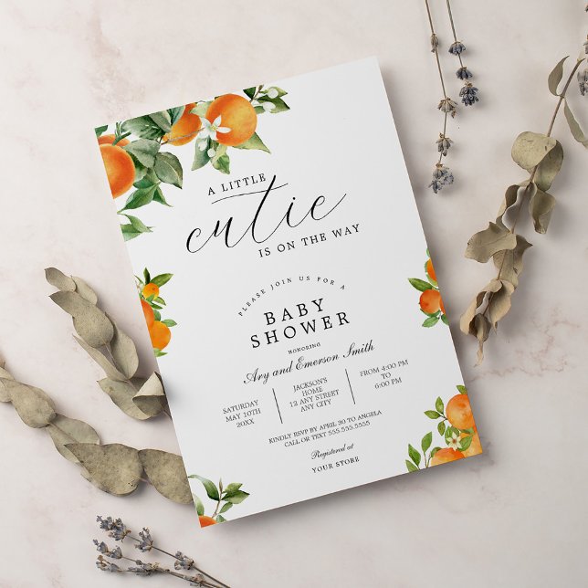 Invitation Petite Orange Mignonne Citron 1er Anniversaire (Créateur téléchargé)