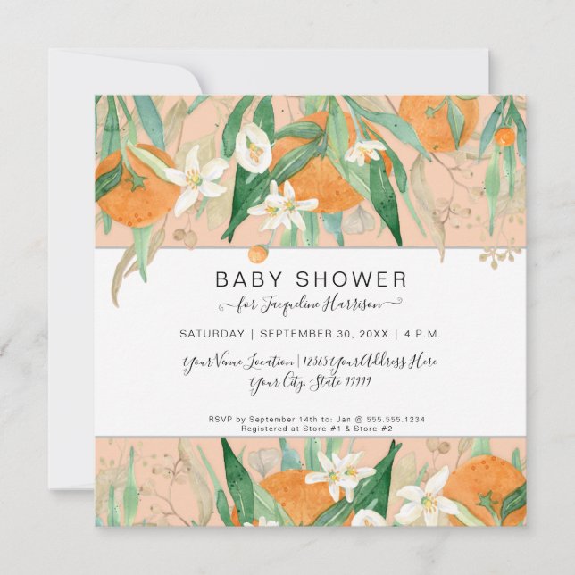 Invitation Petite Oranges cutie dans le Baby shower des Eucal (Devant)