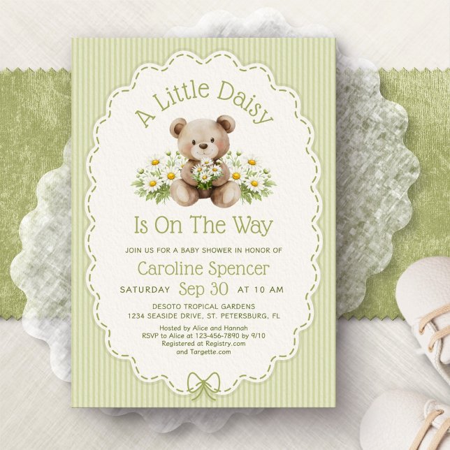 Invitation Petite Oursonne Daisy Baby Shower (Créateur téléchargé)