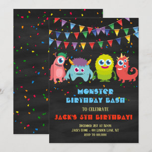 Invitation Petite partie d'anniversaire de enfant de monstre