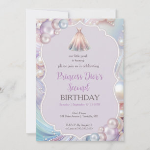 Invitation petite perle mignonne 2e anniversaire