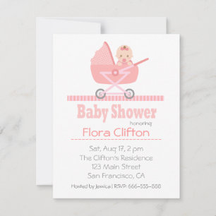 Invitation Petite petite fille dans le Baby shower de pousset