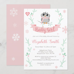 Invitation Petite petite fille d'hiver petite fille de chouet