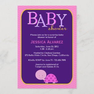 Invitation Petite petite tortue Baby shower de petite fille