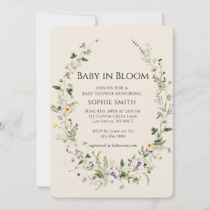Invitation Petite petite violette et jaune dans le Baby showe